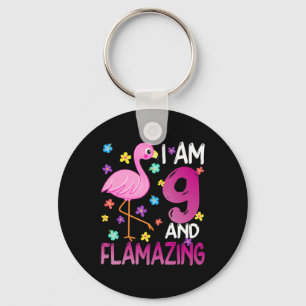 Flamingoo I Am 9 Flamazing Amazing 9th Birthday Key Ring