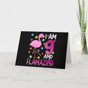 Flamingoo   I Am 9 Flamazing Amazing 9th Birthday Thank You Card