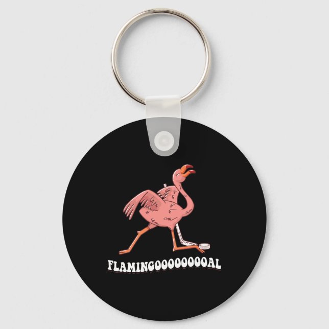 Flamingooooal Flamingo Ice Hockey  Key Ring (Front)