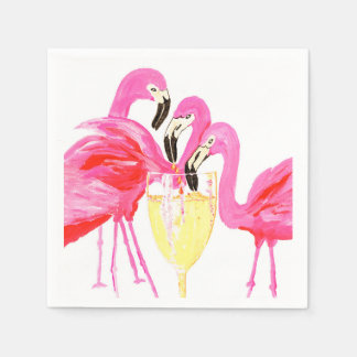 Flamingos and Bubbles Napkin