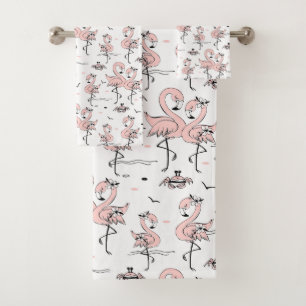 Flamingos and Crabs Bath Towel Set