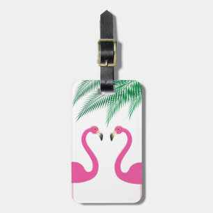 Flamingos and Palm Leaves Luggage Tag