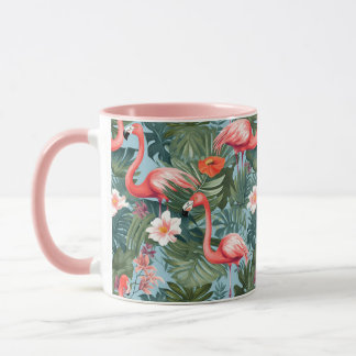 Flamingos and Palm Leaves mug