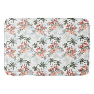 Flamingos and Palm Trees  Bath Mat