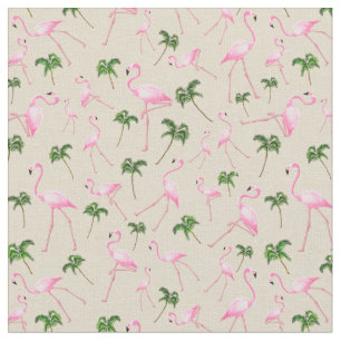 Flamingos and Palm Trees Fabric