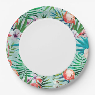 Flamingos and Palm Trees Luau Plates