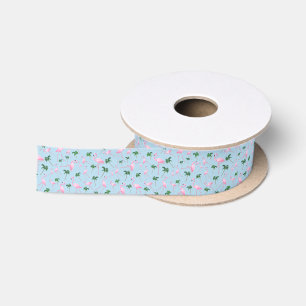 Flamingos and Palm Trees Satin Ribbon