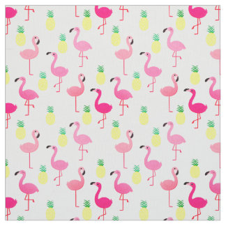 Flamingos and Pineapples! Seamless Premium Fabric