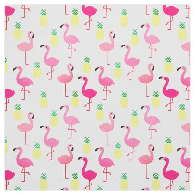 Flamingos and Pineapples! Seamless Premium Fabric (Swatch)