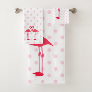 Flamingos and Polka Dots Bath Towel Set