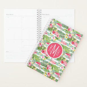 Flamingos And Stripes   Monogram Planner