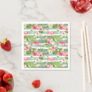Flamingos And Stripes Napkin
