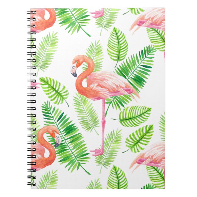 Flamingos and tropical leaves notebook (Front)