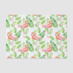 Flamingos and tropical leaves tissue paper