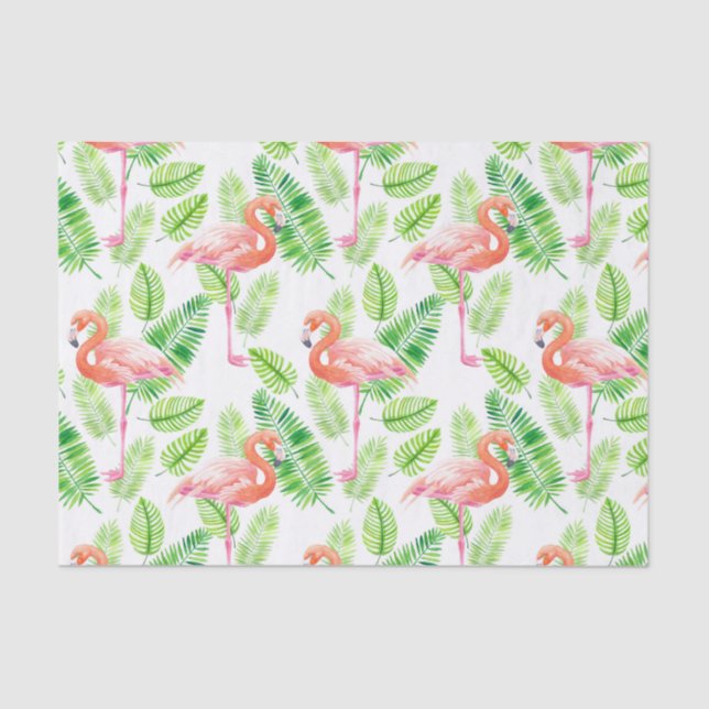 Flamingos and tropical leaves tissue paper (Front)