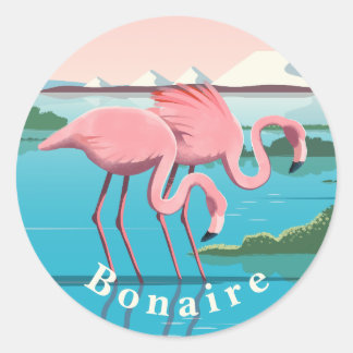 Flamingos at the Caribbean Island of Bonaire Classic Round Sticker
