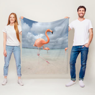 Flamingos Beach Aruba Fleece Blanket