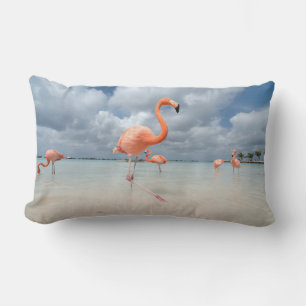 Flamingos Beach Aruba Lumbar Cushion