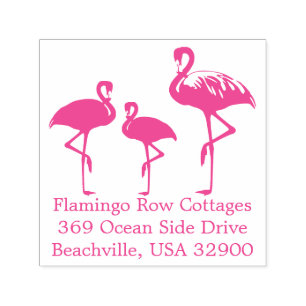 Flamingos Beach Business Address Custom Self-inking Stamp