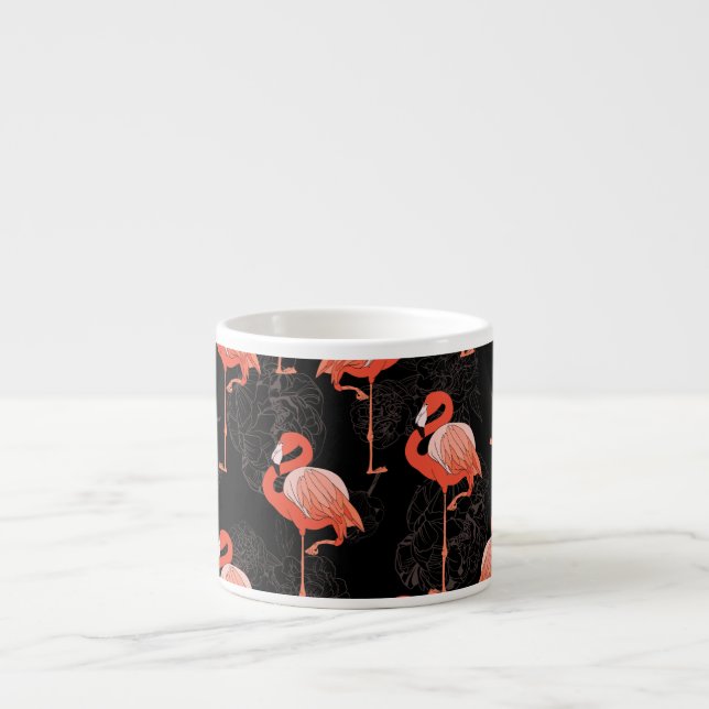 Flamingos Birds: Vintage Textile Design Espresso Cup (Front)