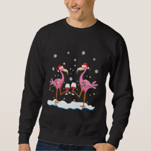 Flamingos Drinking Wine Together Merry Christmas D Sweatshirt