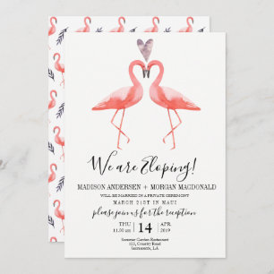 Flamingos Elopement reception invitation