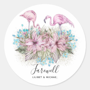 Flamingos Farewell Goodbye Bon Voyage Gift Friends Classic Round Sticker