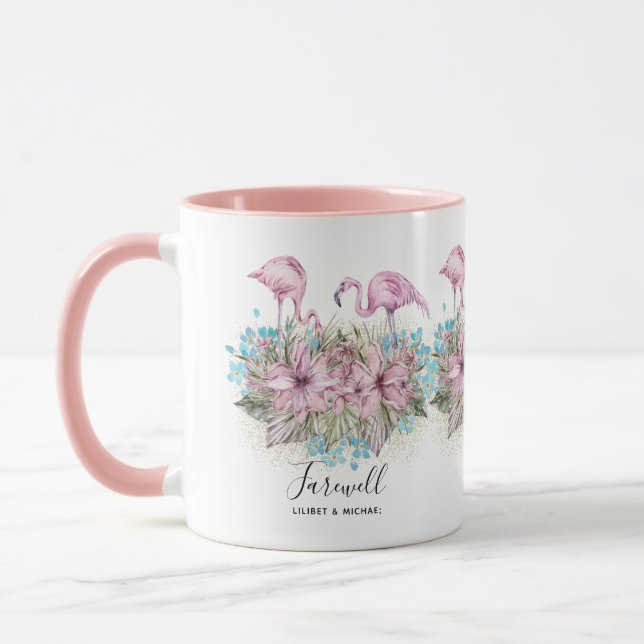 Flamingos Farewell Goodbye Bon Voyage Gift Friends Mug (Left)