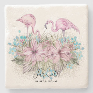 Flamingos Farewell Goodbye Bon Voyage Gift Friends Stone Coaster