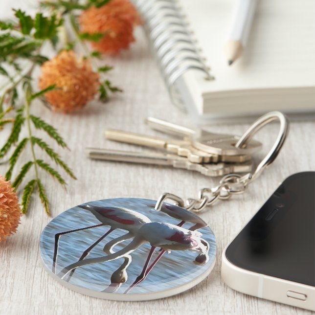 Flamingos Feeding Time Acrylic Painting Key Ring (Front Right)