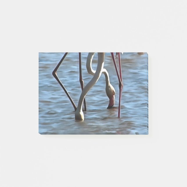 Flamingos Feeding Time Acrylic Painting Post-it Notes (Front)