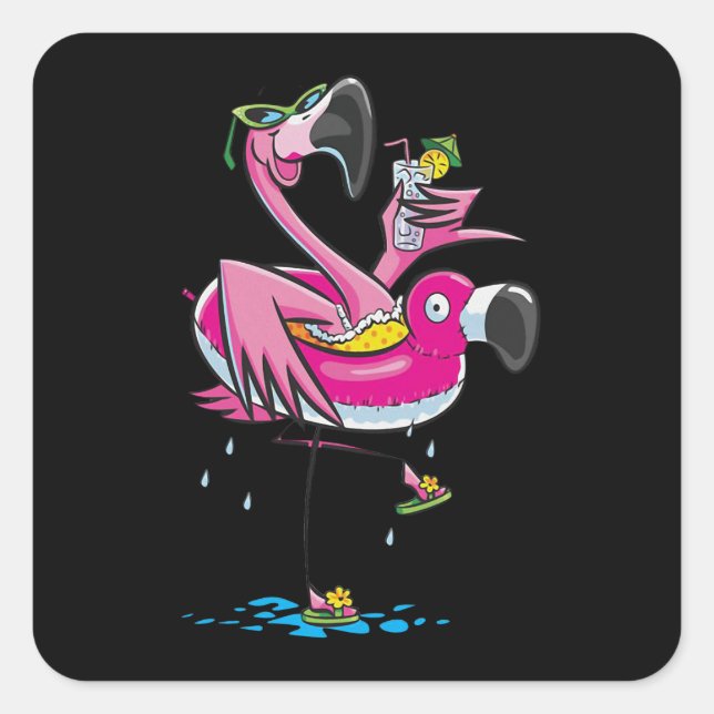 Flamingos | Flamingos Love Beach Square Sticker (Front)