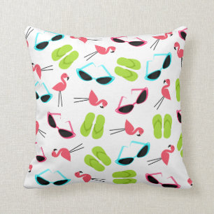 Flamingos Flip Flops & Sunglasses Pillow