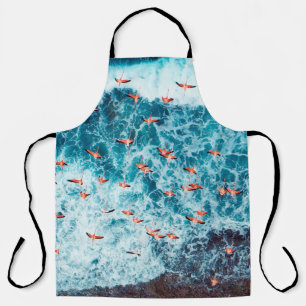 Flamingos flying on the beach of caribbean sea, Lo Apron