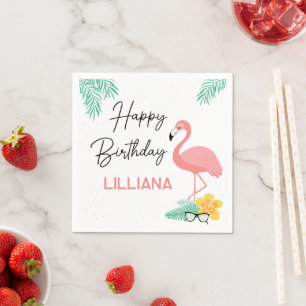 Flamingos & Fun Tropical Happy Birthday, Any Age Napkin