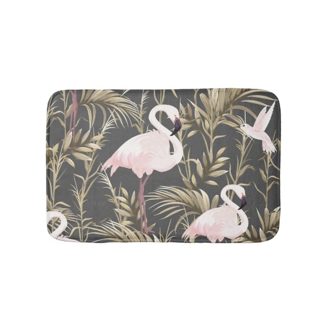 Flamingos & Gold: Pink Tropical Elegance. Bath Mat (Front)