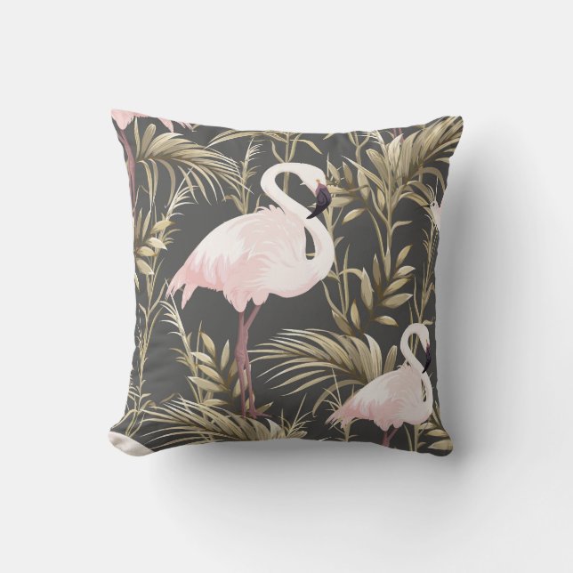 Flamingos & Gold: Pink Tropical Elegance. Cushion (Front)