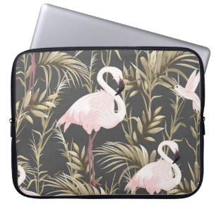 Flamingos & Gold: Pink Tropical Elegance. Laptop Sleeve