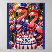 Flamingos Happy 250th Birthday America July 4th