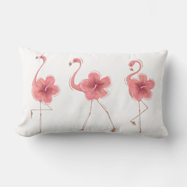 Flamingo's & Hibiscus's Lumbar Cushion (Front)