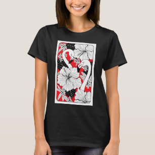Flamingos, hibiskus and tropical leaves T-Shirt