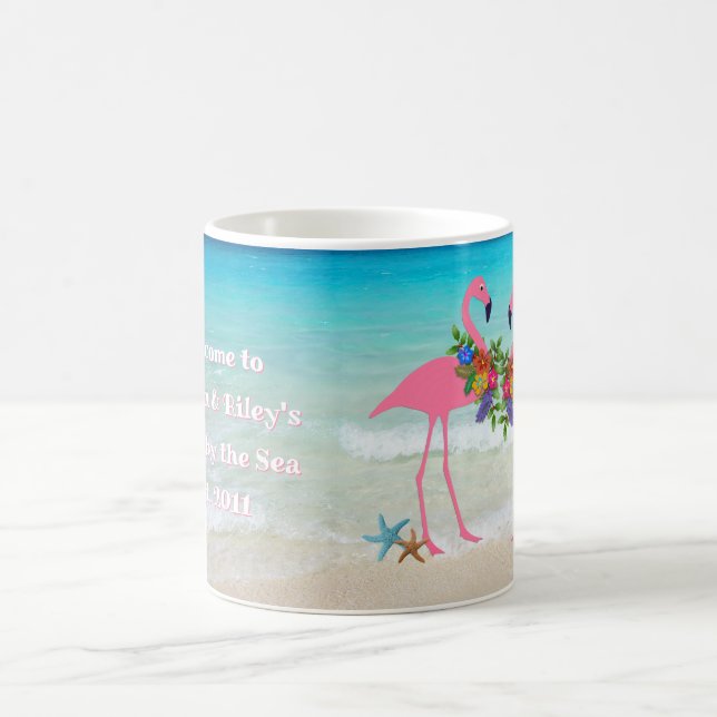 Flamingos Home by the Sea Custom Coffee Mug (Center)