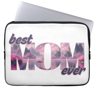 Flamingos in a dream world - best mom ever laptop sleeve