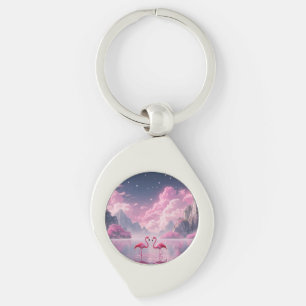 Flamingos in einer Traumwelt Key Ring