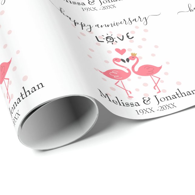 Flamingos in Love Anniversary Wrapping Paper (Roll Corner)