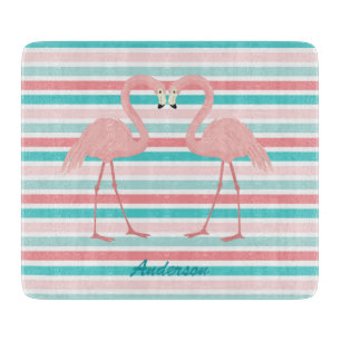 Flamingos in Love Personalised Cutting Board