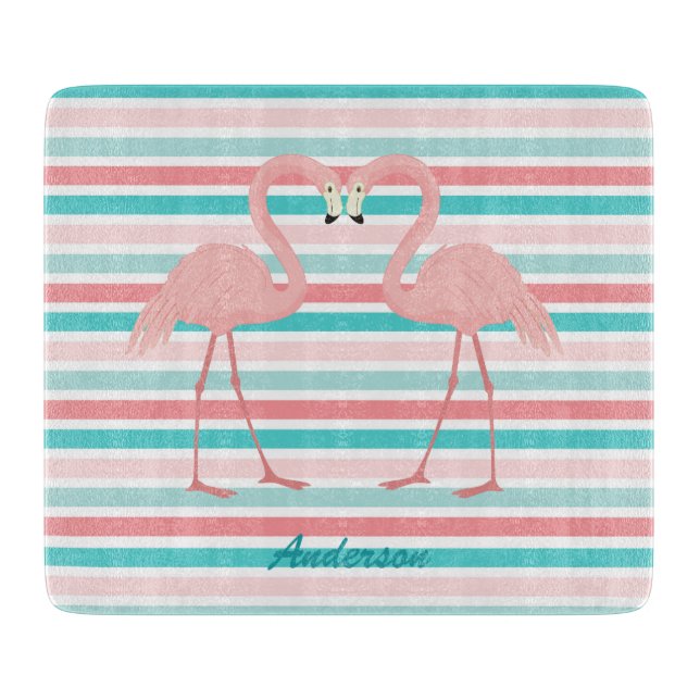 Flamingos in Love Personalised Cutting Board (Front)