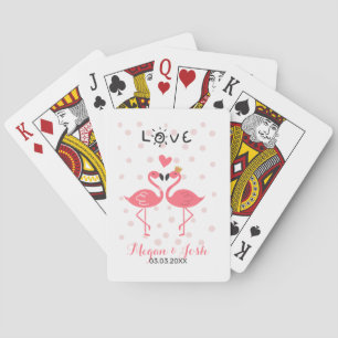 Flamingos in Love Playing Cards