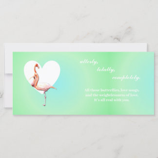 Flamingos in love with minty green background