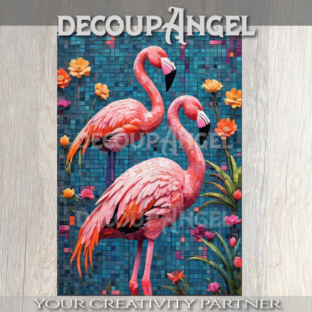 Flamingos in Mosaic Style Decoupage Tissue Paper (Creator Uploaded)